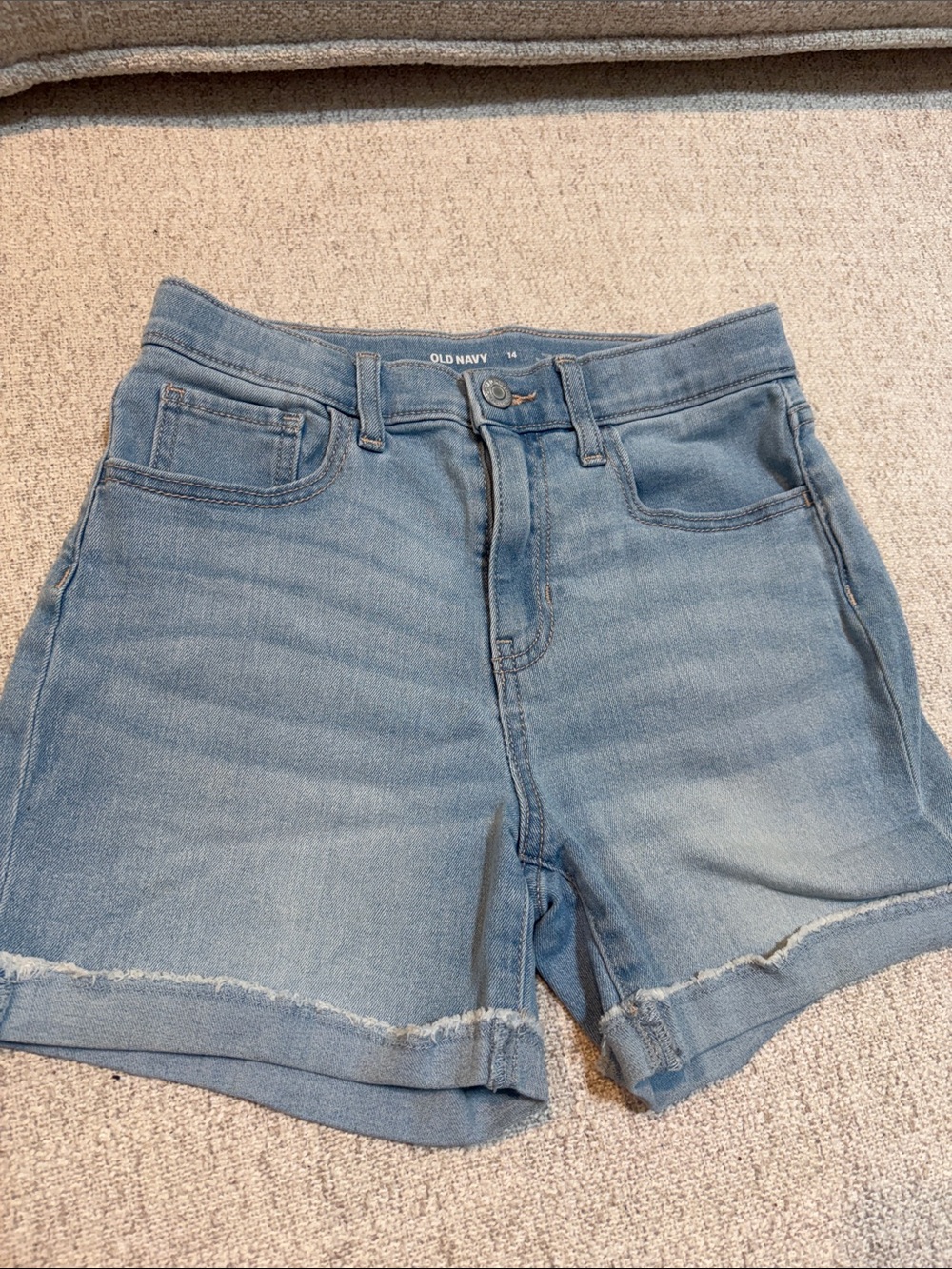 Old Navy Light Wash Denim Shorts with Frayed Hem